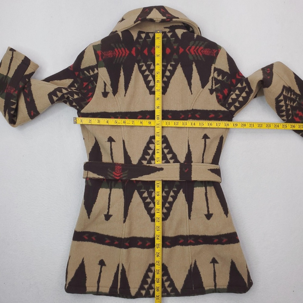 Montanaco Aztec Coat Womens Small Beige Southwestern Fleece Trench Geometric - Picture 8 of 10